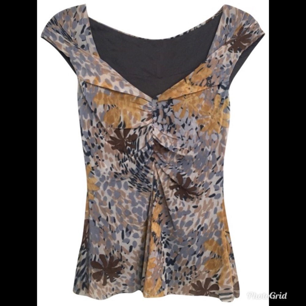 Anthropologie Weston Wear Mesh Floral V-Neck Top